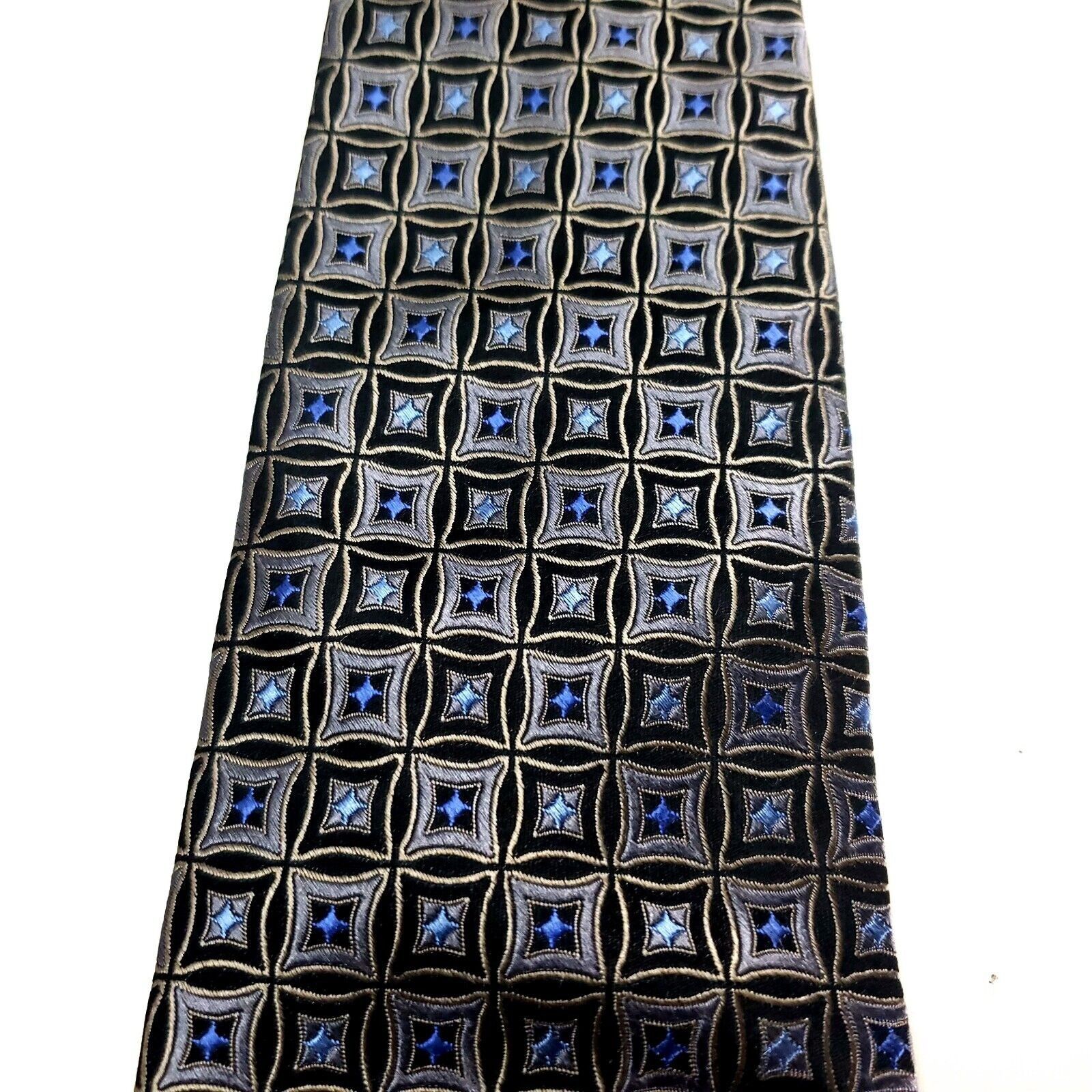 Club Room Club Room Silk Tie Woven Gray Blue Geometric Size ONE SIZE - 2 Thumbnail