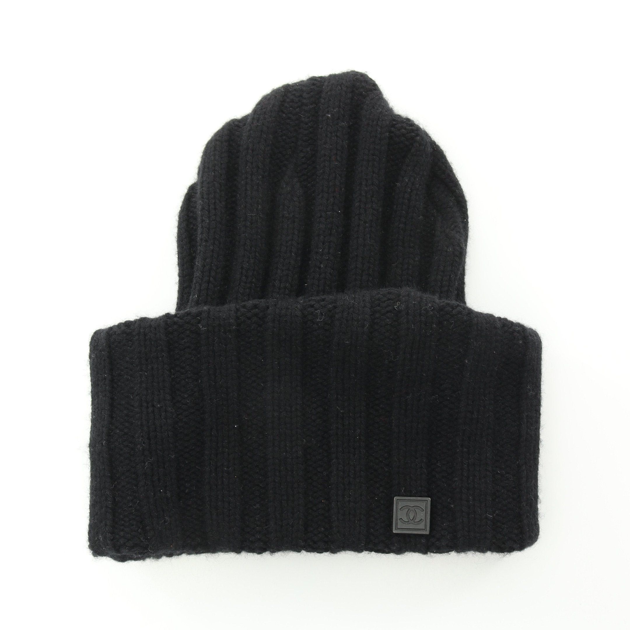 Chanel Chanel Coco Mark Knit Hat Beanie Cashmere Black Size ONE SIZE - 1 Thumbnail