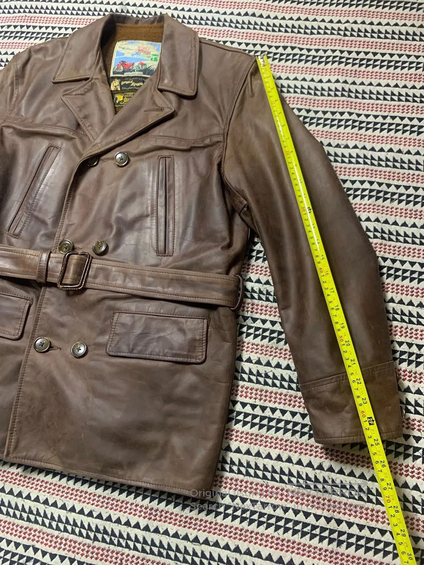Aero Leathers brown leather AERO coat with belt. Size US M / EU 48-50 / 2 - 7 Thumbnail