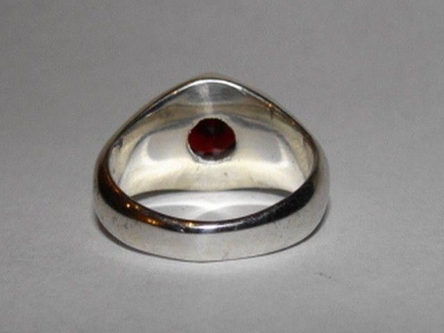 Designer Men's Sterling Silver Red Garnet Pinky Ring Alberto Juan Size ONE SIZE - 4 Thumbnail