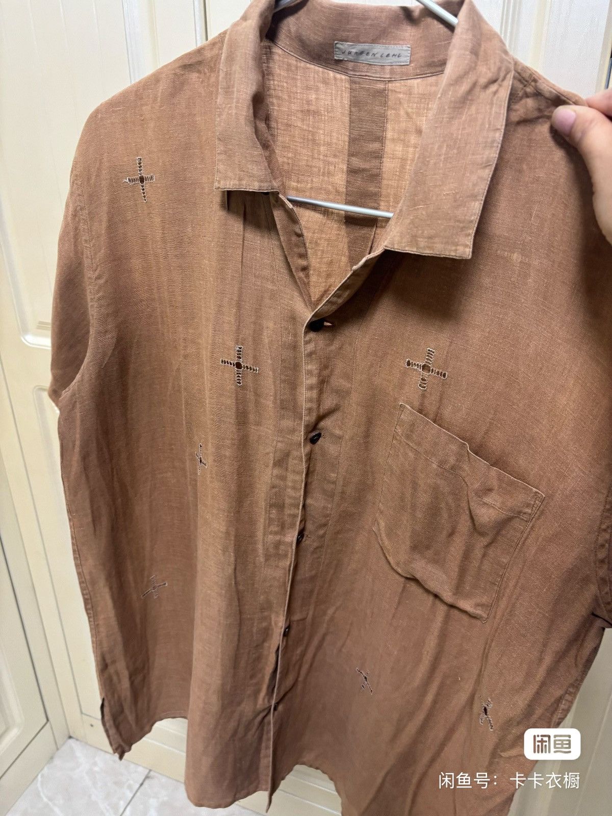 Japanese Brand JURGEN LEHL Persimmon-Dyed Linen Shirt Size L / US 10 / IT 46 - 6 Thumbnail