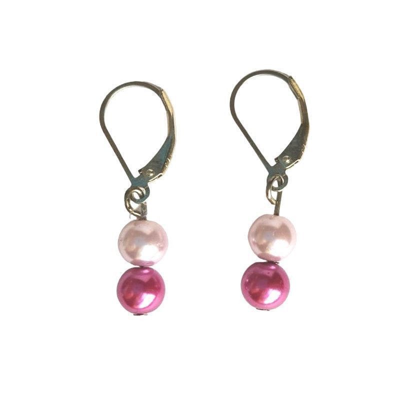 The Unbranded Brand Pink Faux Pearl Dangle Earrings Sterling Silver 925 Lever Size ONE SIZE - 1 Thumbnail