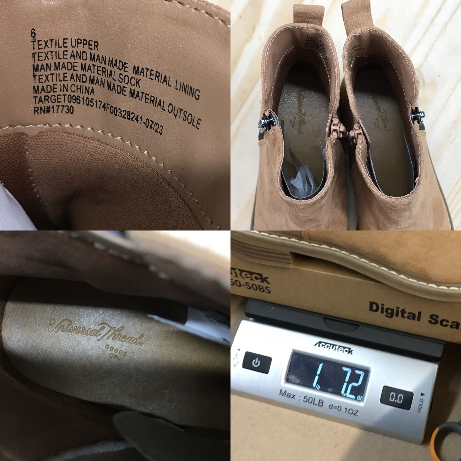 Vintage Universal Thread Boots Women Brenna Casual Side Zip Ankle Bootie Brown Fabric Size 6 Womens Size US 6 / IT 36 - 9 Thumbnail