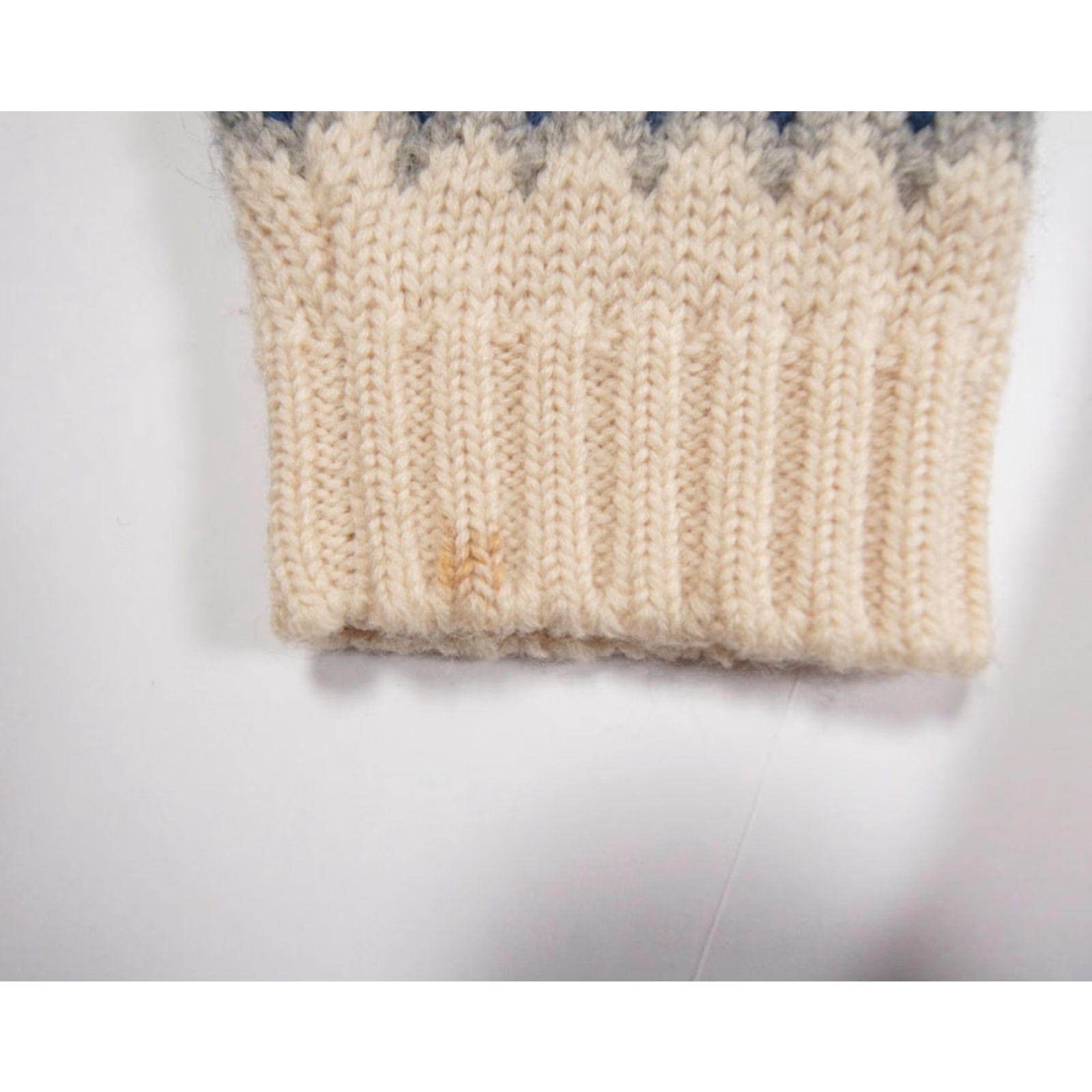 Lands' End VINTAGE Lands' End Wool Sweater Womens Medium Beige Full Zip Fair Isle Long Sleeve Mock Neck Size M / US 6-8 / IT 42-44 - 6 Thumbnail