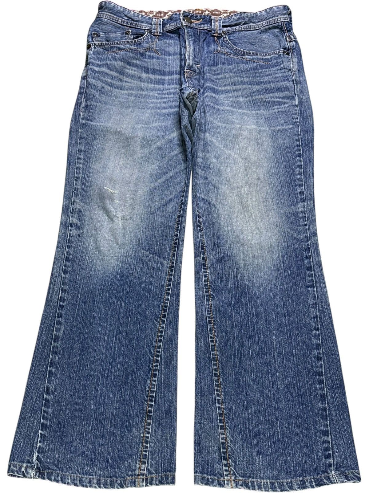 Edwin × Japanese Brand Vintage Edwin XV Mud Wash Distressed Ripped Flare Jean Size US 33 - 1 Thumbnail