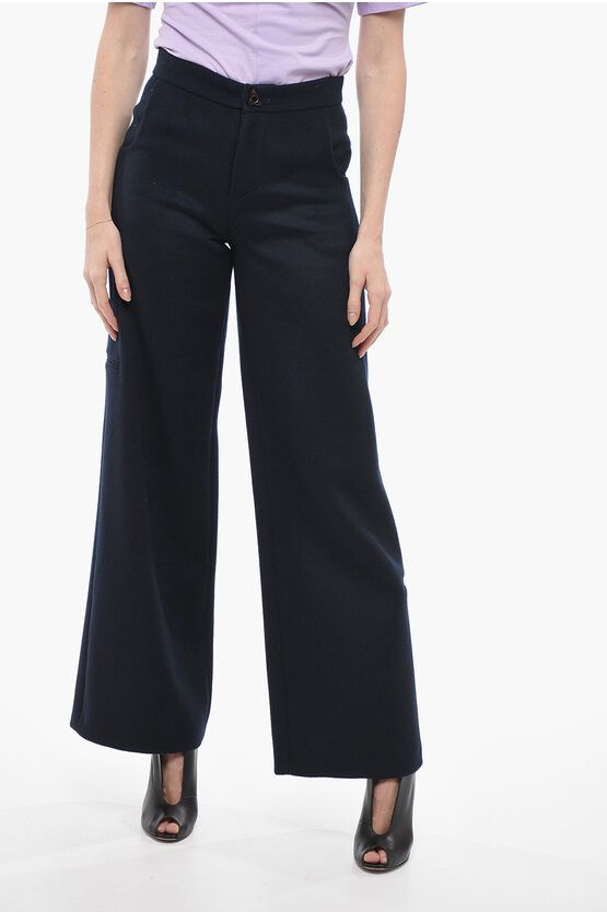image of Aeron Straight Fit Wool Harbour Pants in Blue, Women's (Size 24)