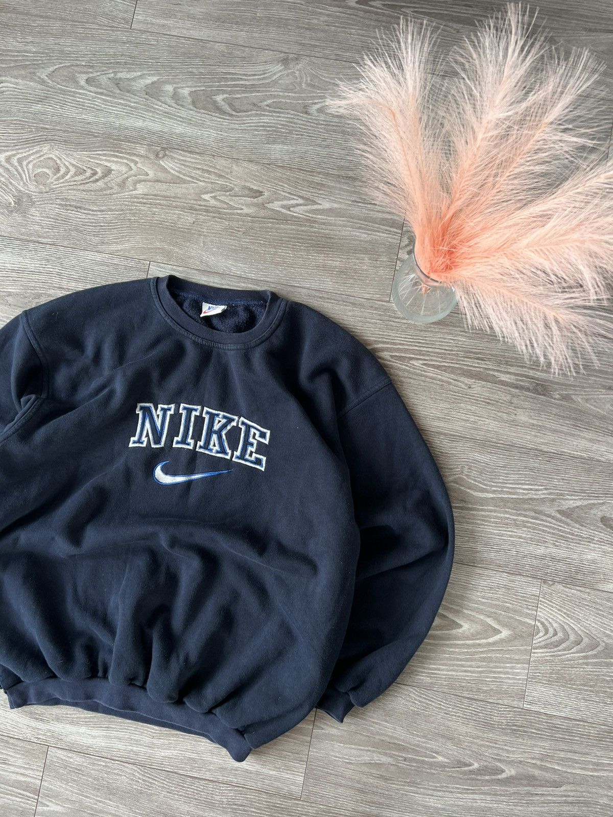 Other Vintage Nike Knit Central Logo Oversize Crew Neck Sweatshirt Size US L / EU 52-54 / 3 - 3 Thumbnail