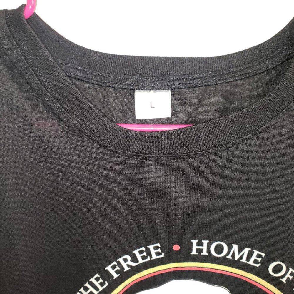 Designer CT410 Ladies NWOT "Land of the Free" Black T-shirt L Size L / US 10 / IT 46 - 2 Thumbnail