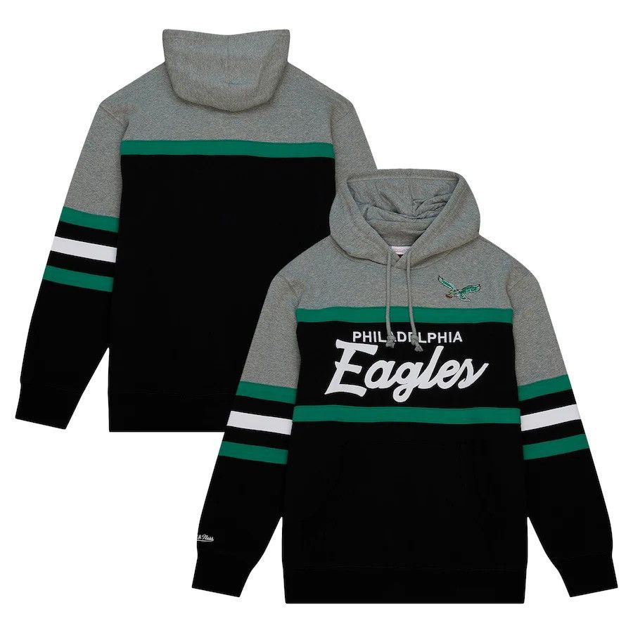 image of Mitchell Ness Mitchell & Ness Black/gray Philadelphia Eagles Head Coach Pullover Hoodie (Size XL)