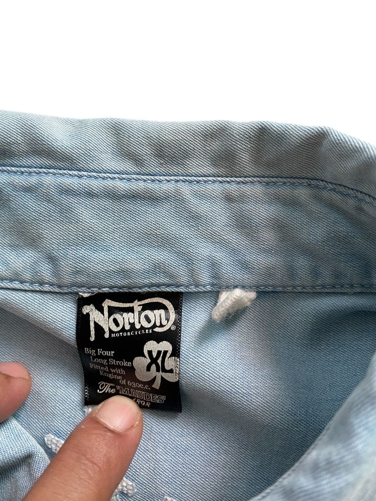 Hysteric Glamour × Japanese Brand Vintage Biker NORTON Pachwork DENIM BUTTON rare design Size US XL / EU 56 / 4 - 7 Thumbnail