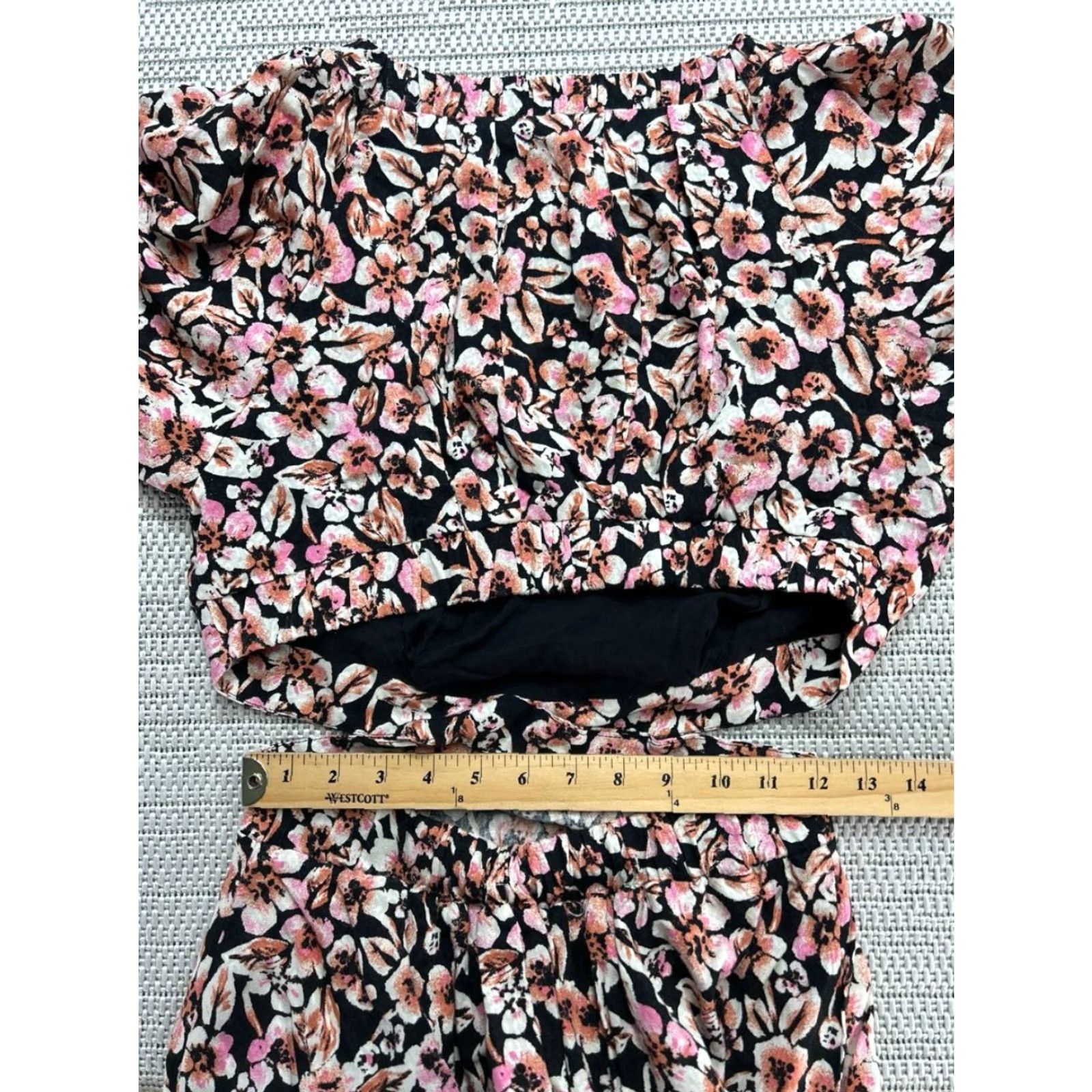 Free People Free People Dress Womens Small Black Pink Floral Bodycon Short Sleeve Square Neck Pullover Casual Party/Cocktail Summer Spring Size S / US 4 / IT 40 - 7 Thumbnail