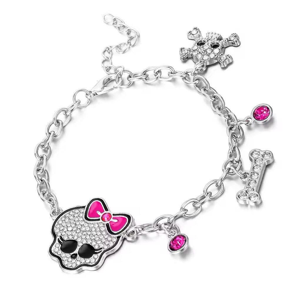 Japanese Brand × Vintage Pink Halloween Skeleton Charm Bracelet Size ONE SIZE - 1 Thumbnail