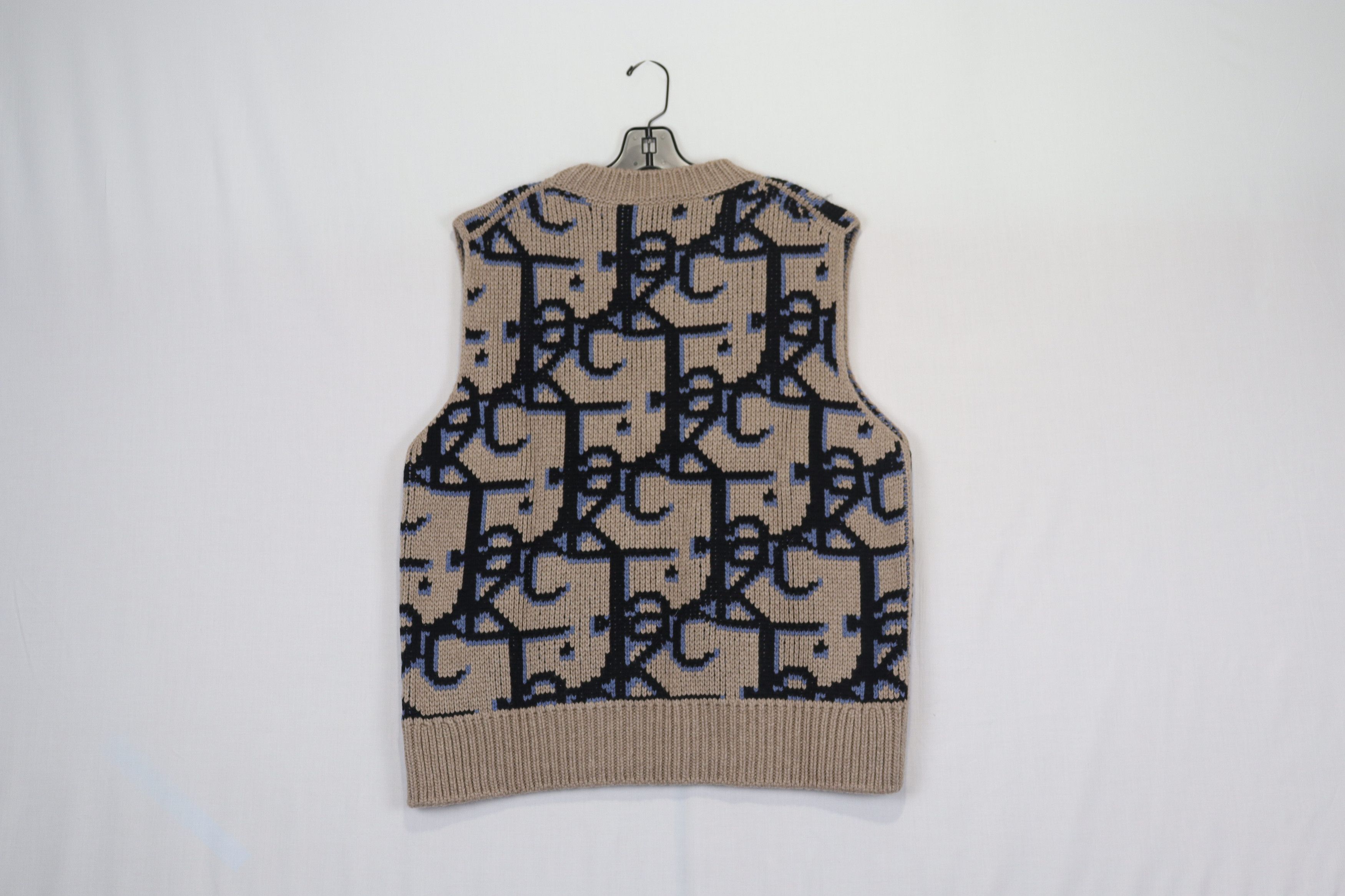Dior o1rshd1 Check This Jack Jacquard Logo Knit Vest in Beige Size US M / EU 48-50 / 2 - 6 Thumbnail