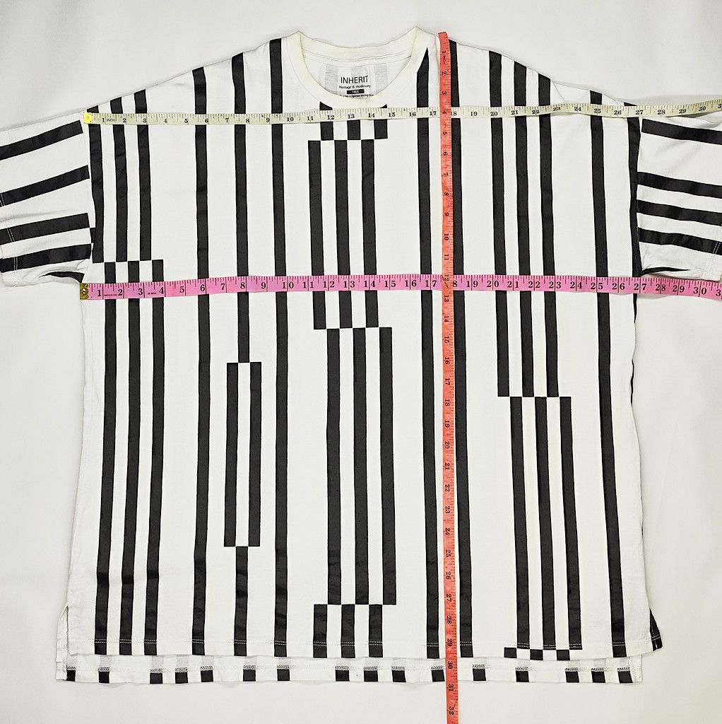 Japanese Brand INHERIT white black stripes free size tshirt Size US XL / EU 56 / 4 - 6 Thumbnail