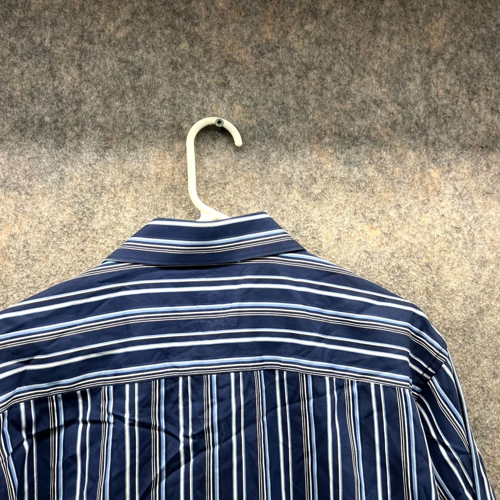 BUGATCHI Bugatchi Shirt XXL Adult Blue Navy Casual Striped Button Down Mens Business Size US XXL / EU 58 / 5 - 3 Thumbnail
