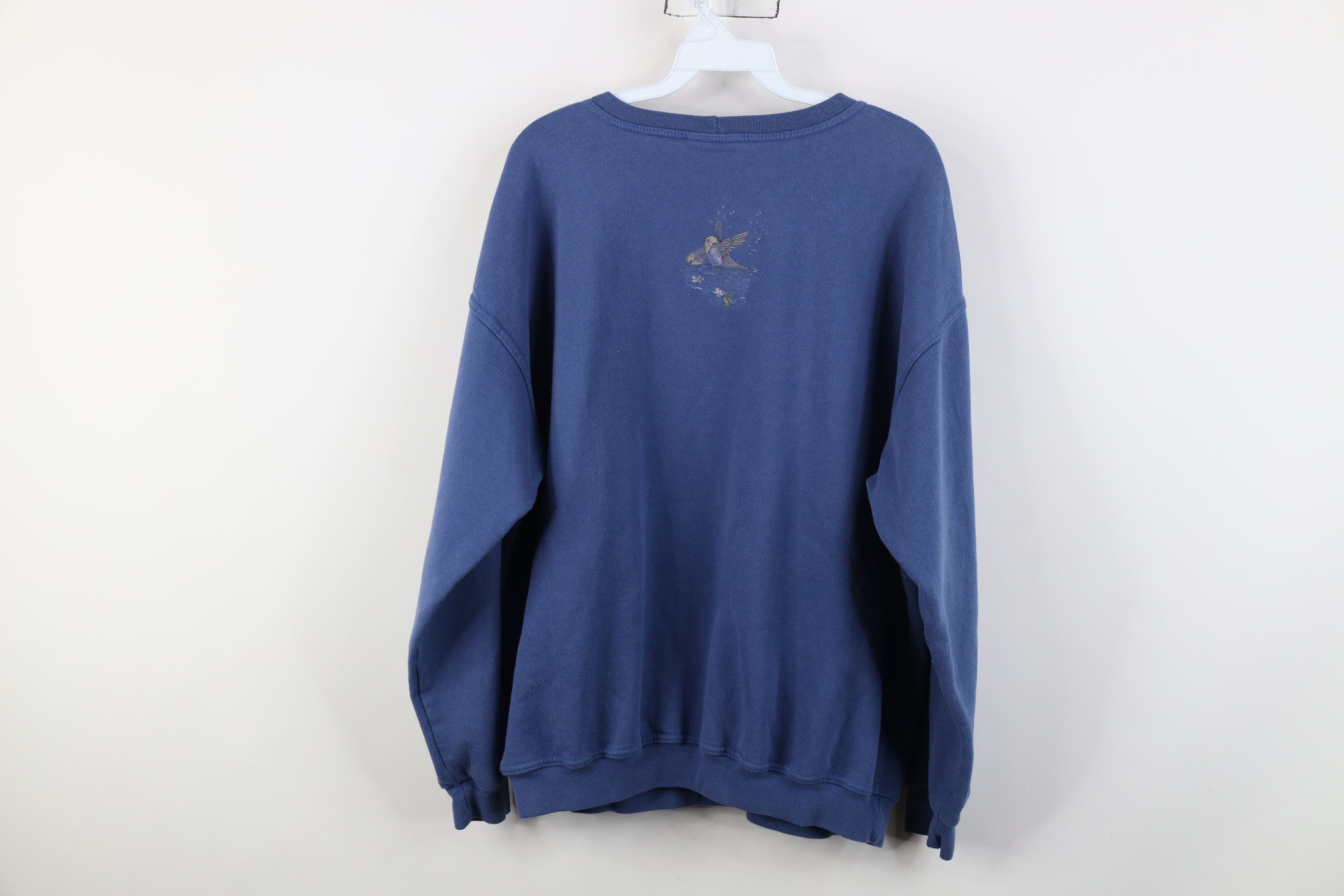 Vintage Vintage 90s Streetwear Cat Kitten Bird Sweatshirt Blue Size XXL / US 16-18 / IT 52-54 - 12 Thumbnail