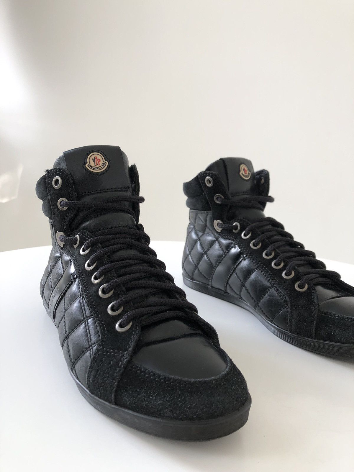 Moncler Moncler Logo Patch Hi-Top Leather Sneakers Size US 6 / IT 36 - 2 Thumbnail