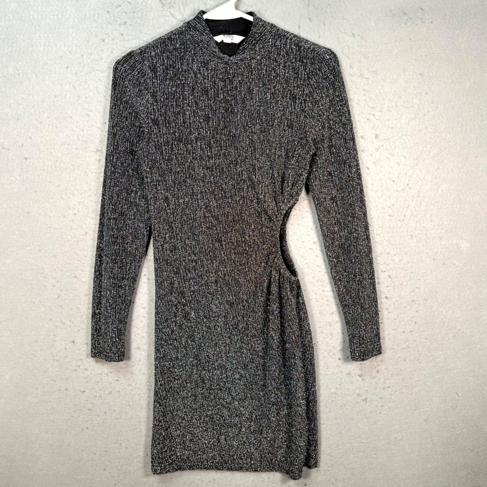BB Dakota BB Dakota Steve Madden Womens Small Metallic Mini Dress With Cutout Long Sleeve Dress (Gray) Short XS? Size S / US 4 / IT 40 - 2 Thumbnail