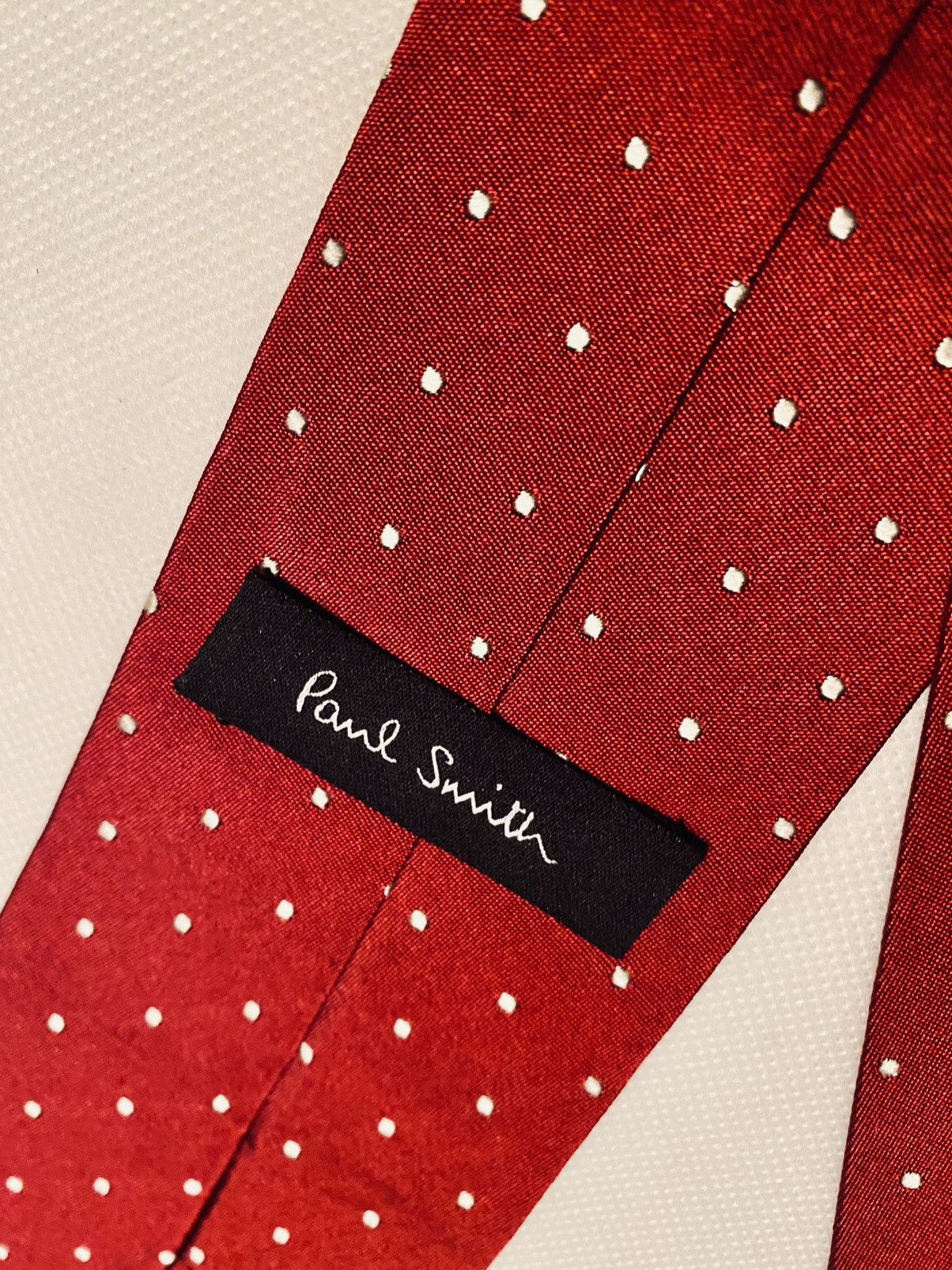 Paul Smith PAUL SMITH 🇮🇹 Red Micro Polka Dot Classic Pin Up Girl Silk Size ONE SIZE - 2 Thumbnail