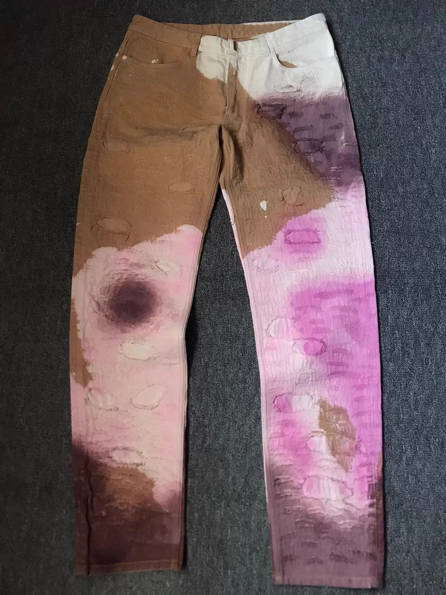 Givenchy Givenchy 34 Distressed Color-Dyed Runway Jeans Size 24" / US 00 / IT 34 - 1 Thumbnail