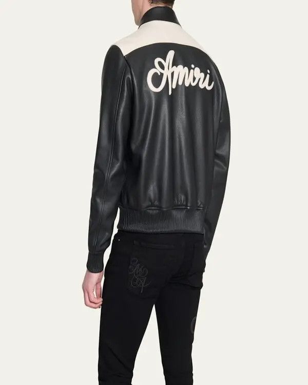 Amiri o1orln1125 Logo Leather Jacket in Black/White Size US S / EU 44-46 / 1 - 4 Thumbnail