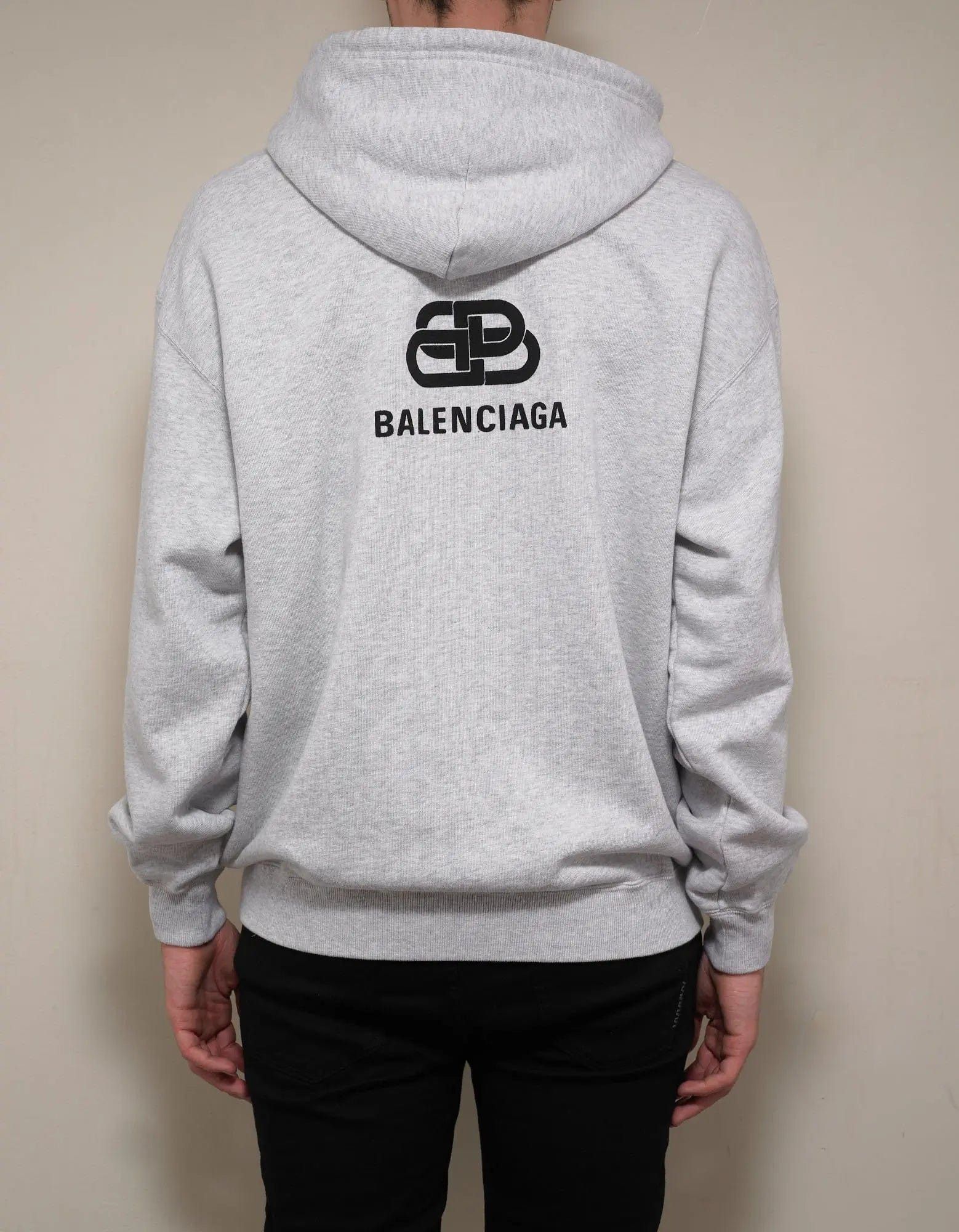 Balenciaga Balenciaga Light Grey Back BB Logo Print Hoodie Size US XL / EU 56 / 4 - 4 Thumbnail