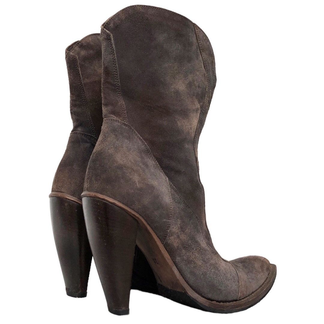 Gianni Barbato 🧿aged suede point toe heeled western boots brown Size US 9 / IT 39 - 4 Thumbnail