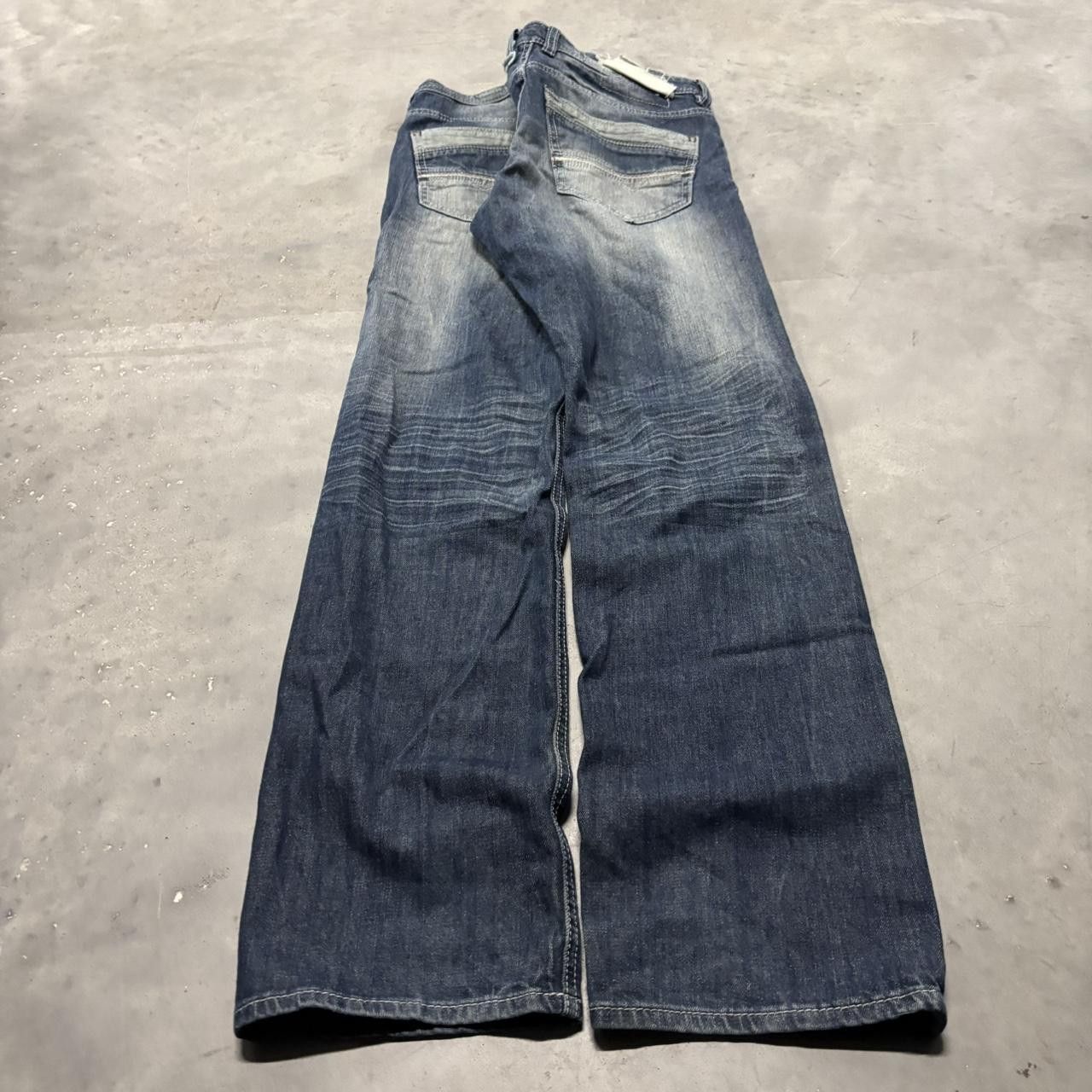Japanese Brand × Vintage Crazy Vintage Y2K/2000s Grunge Faded Dark Wash Distressed Mall Goth Denim Jeans! Size US 30 / EU 46 - 4 Thumbnail