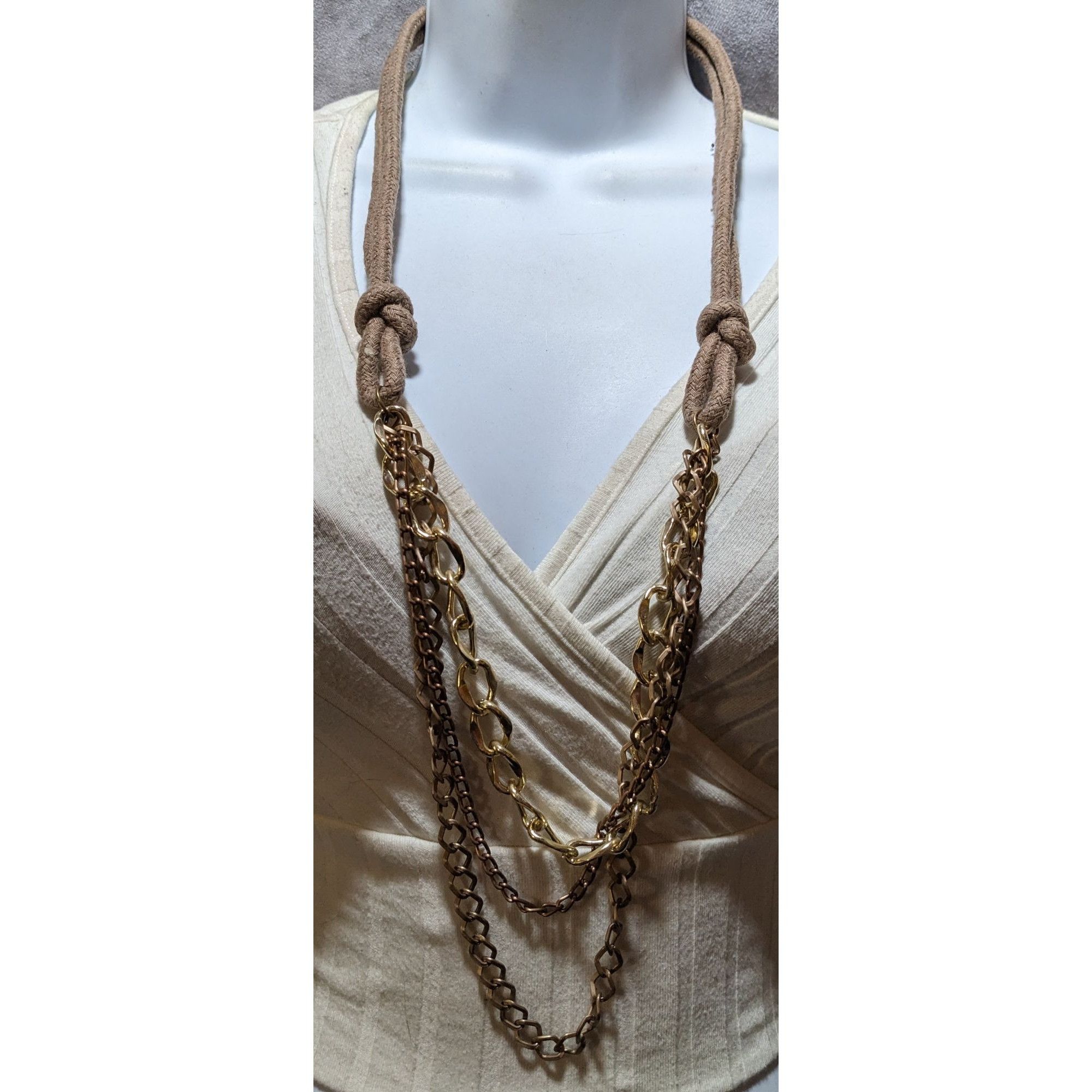 Other Rustic Brown And Gold Statement Necklace Size ONE SIZE - 1 Thumbnail