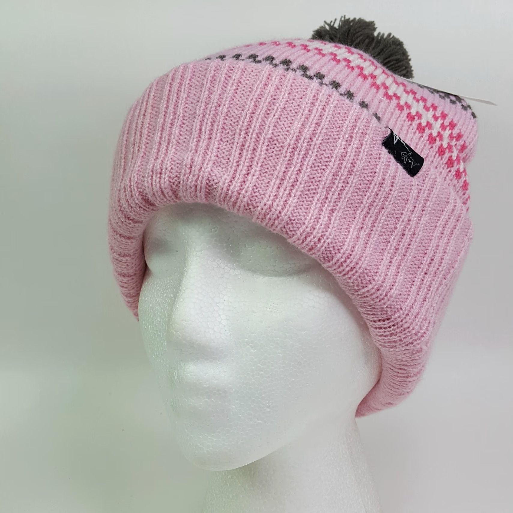 Pinko VINTAGE Greg Norman Golf Shark Beanie One Size Pink Knit Hat Cap Womens 90s Logo Embroidered Striped Fall Winter Sports Golf Toboggan Rich With Logo Size ONE SIZE - 2 Thumbnail