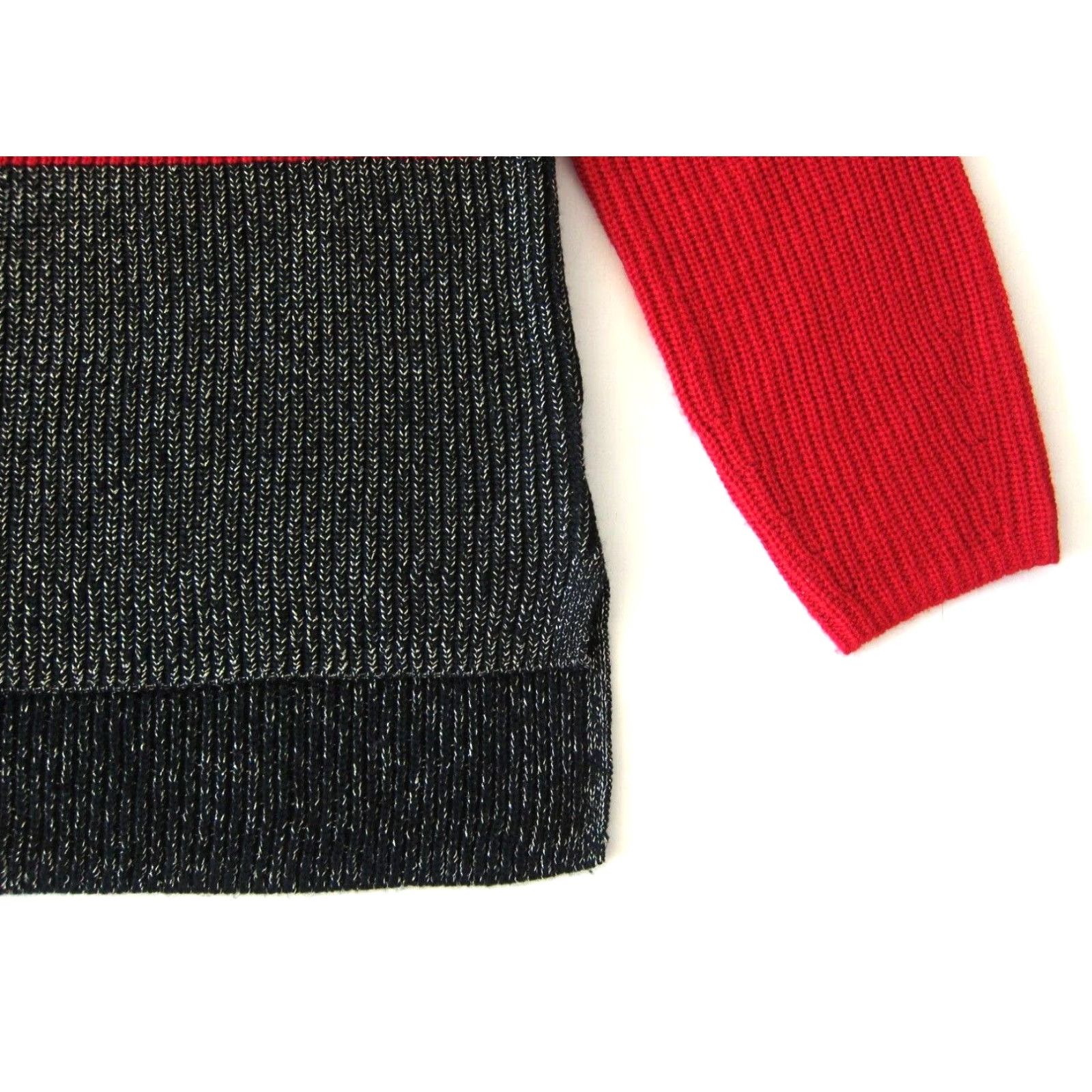Karl Lagerfeld Karl Lagerfeld Paris Red Black Silver Cable Knit Mock Neck Sweater Medium Women XS? Size M / US 6-8 / IT 42-44 - 6 Thumbnail