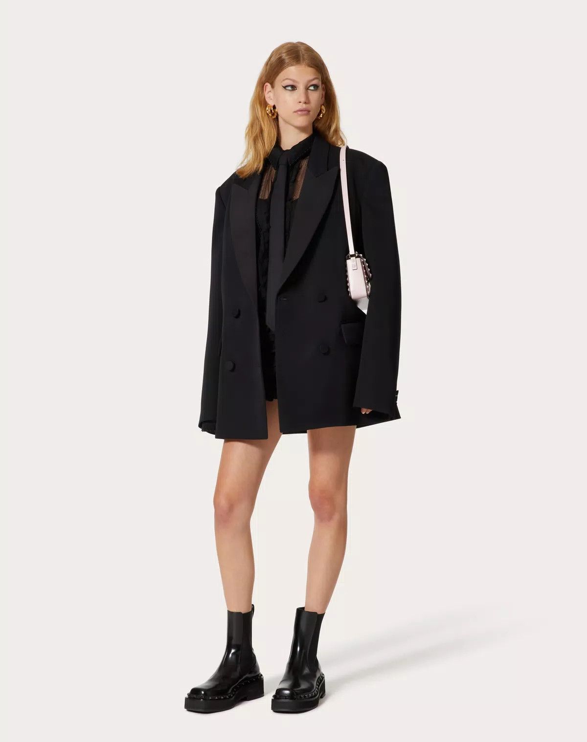 Valentino o1s1wg110625 Blazer In Grisaille in Black Size S / US 4 / IT 40 - 3 Thumbnail