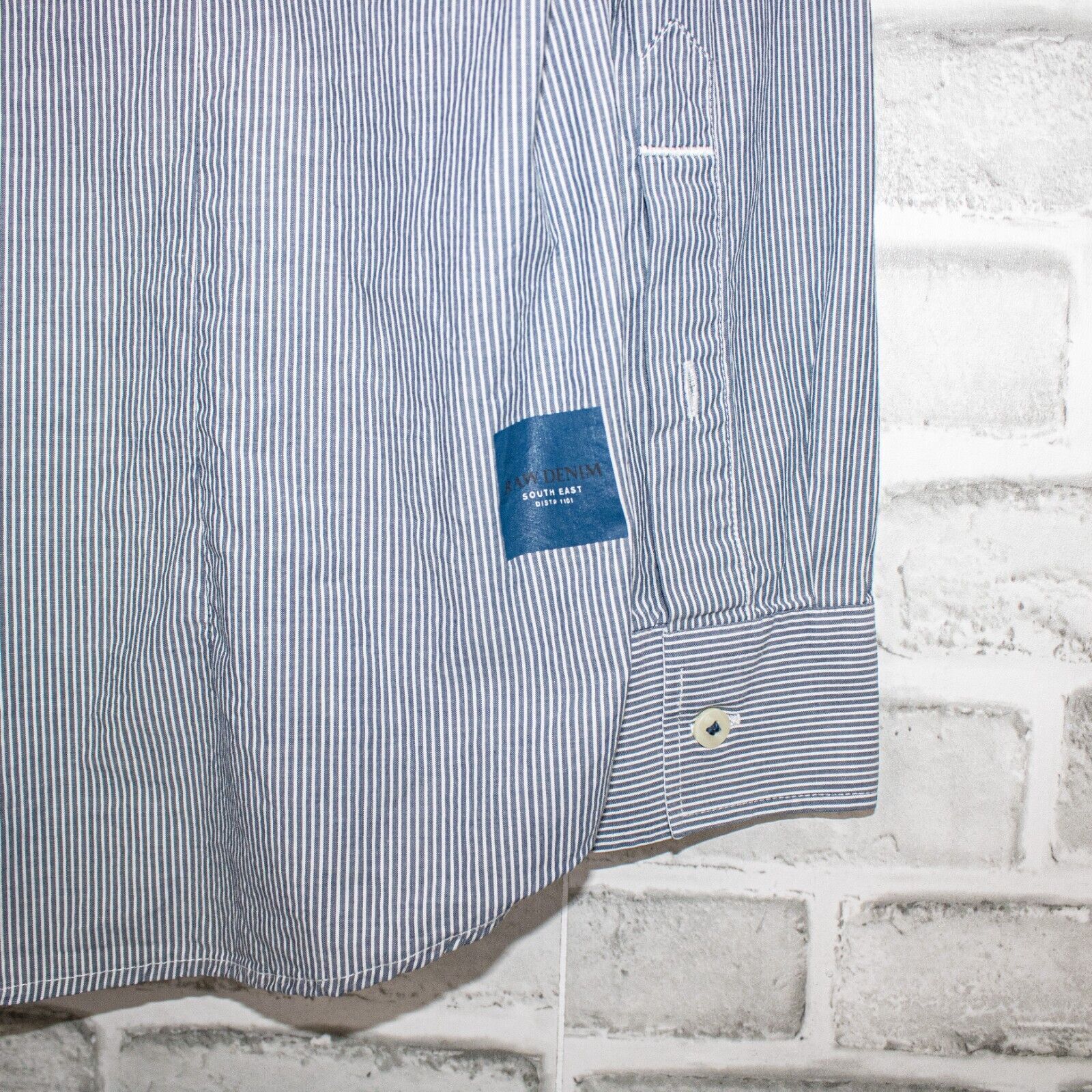 G-Star G Star RAW Men's Button up Shirt White blue striped Size US L / EU 52-54 / 3 - 8 Thumbnail