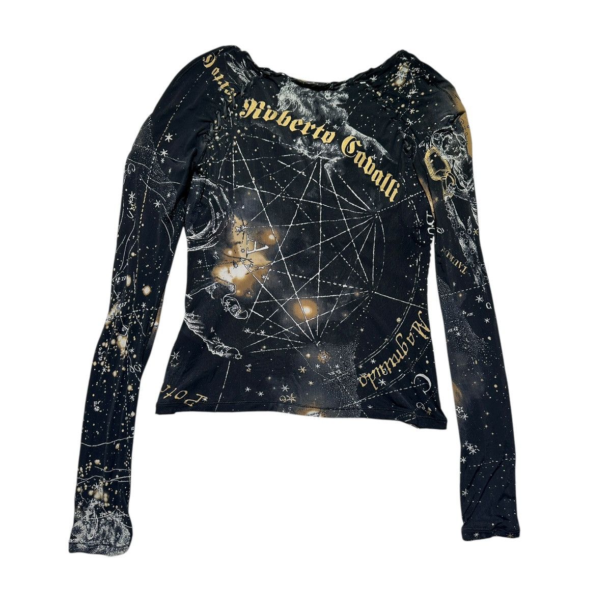 Roberto Cavalli 2003 Astrology lace up long sleeve Size L / US 10 / IT 46 - 3 Thumbnail