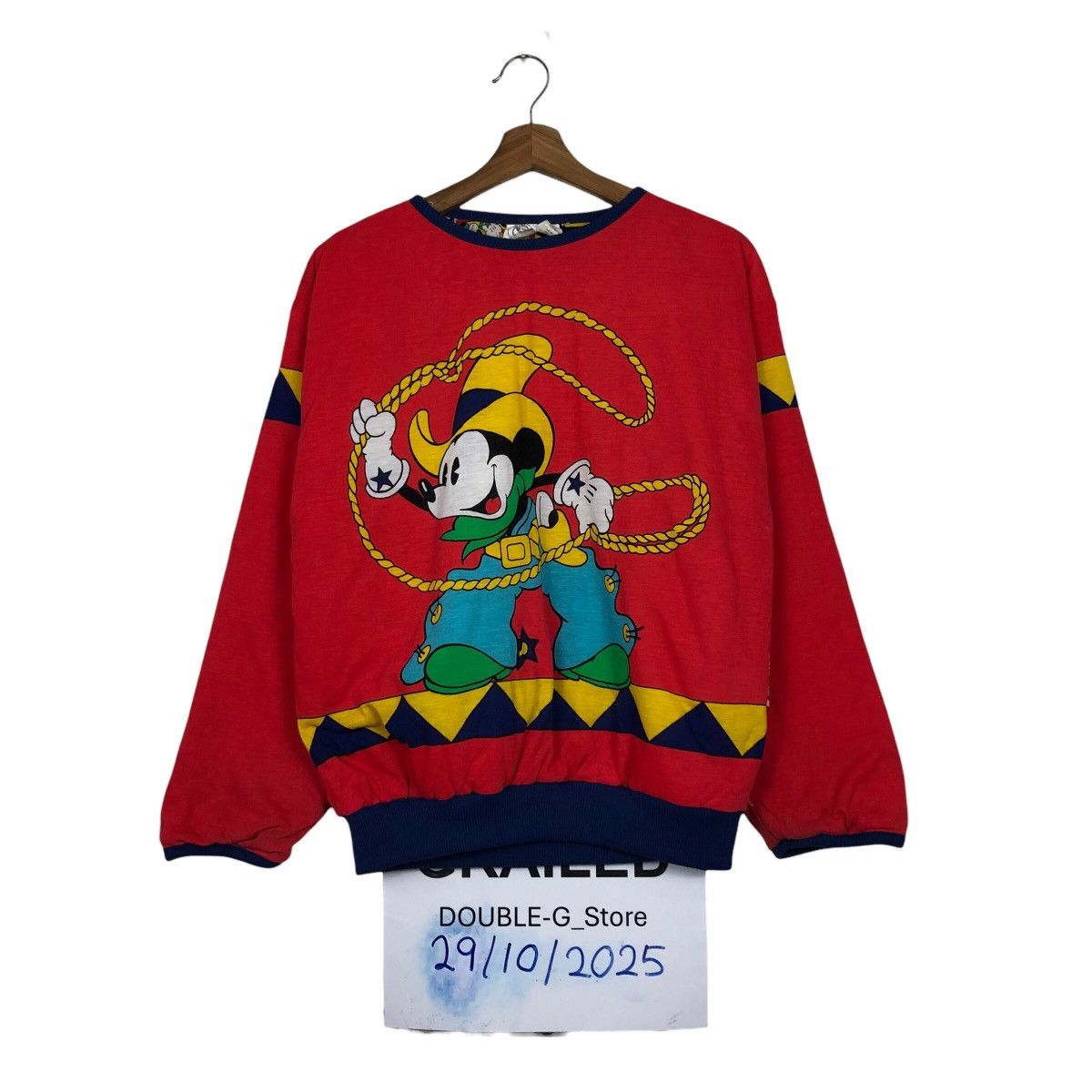 Vintage Vintage Sweatshirt Long Sleeve Mickey Mouse Cartoon BigLogo Size US M / EU 48-50 / 2 - 1 Thumbnail