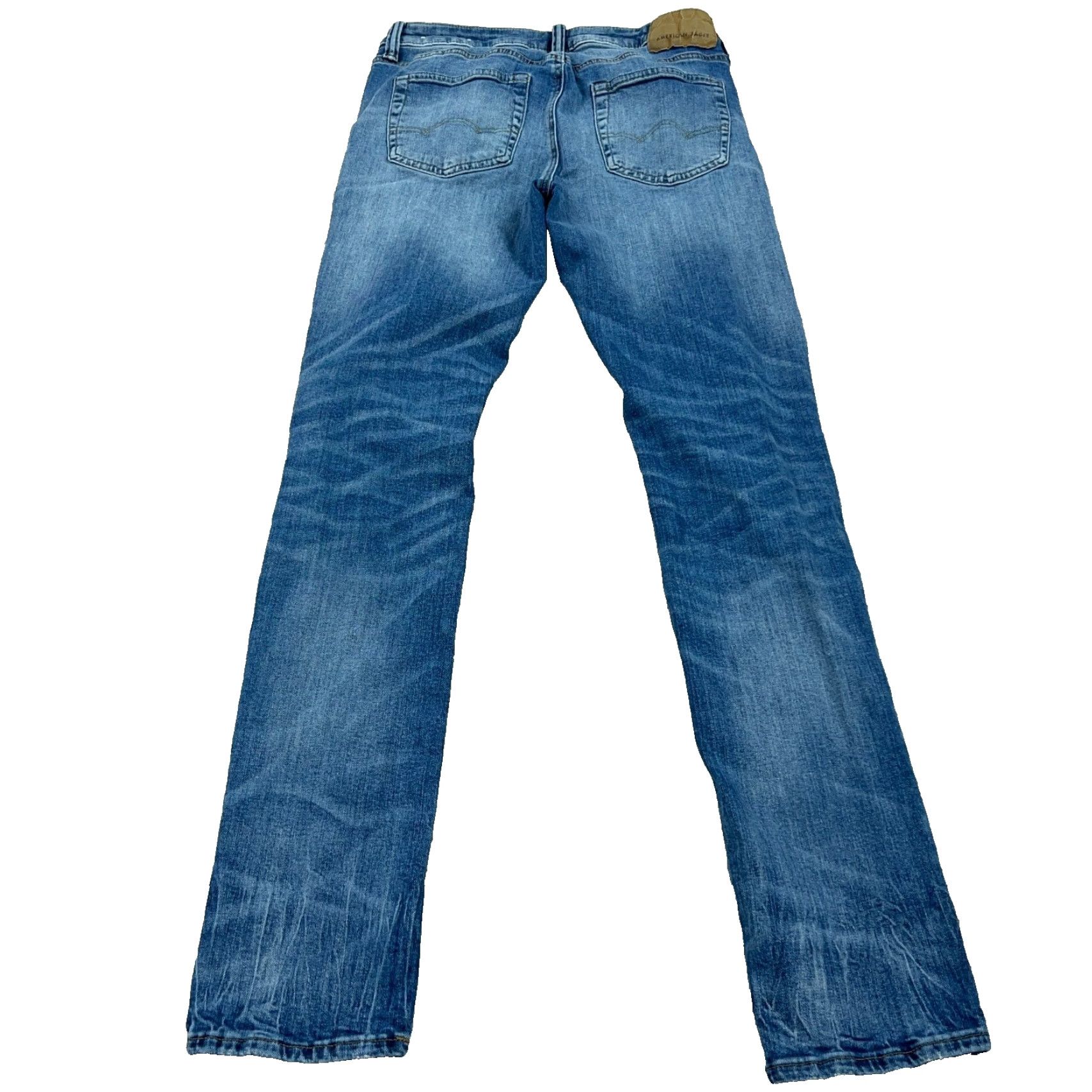 American Eagle Outfitters American Eagle Skinny Jeans Men 30x34 Med Wash Faded Whiskered Rips Holes Flex Size US 30 / EU 46 - 2 Thumbnail