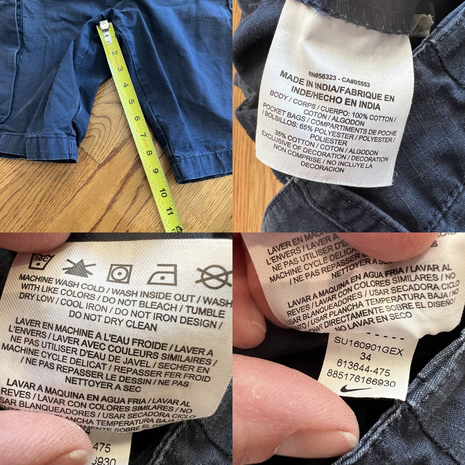 Nike Nike Cargo Shorts Tactical Zip Pocket Hiking Mens Size 34 Navy Blue Cargo Pocket Cotton Flat Front Summer 90s? Size US 34 / EU 50 - 8 Thumbnail