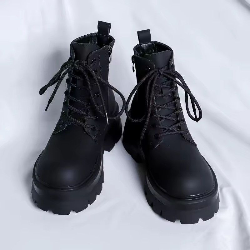 Japanese Brand Split Leather Chunky Sneakers - Black - Low Top Size US 10 / EU 43 - 1 Thumbnail