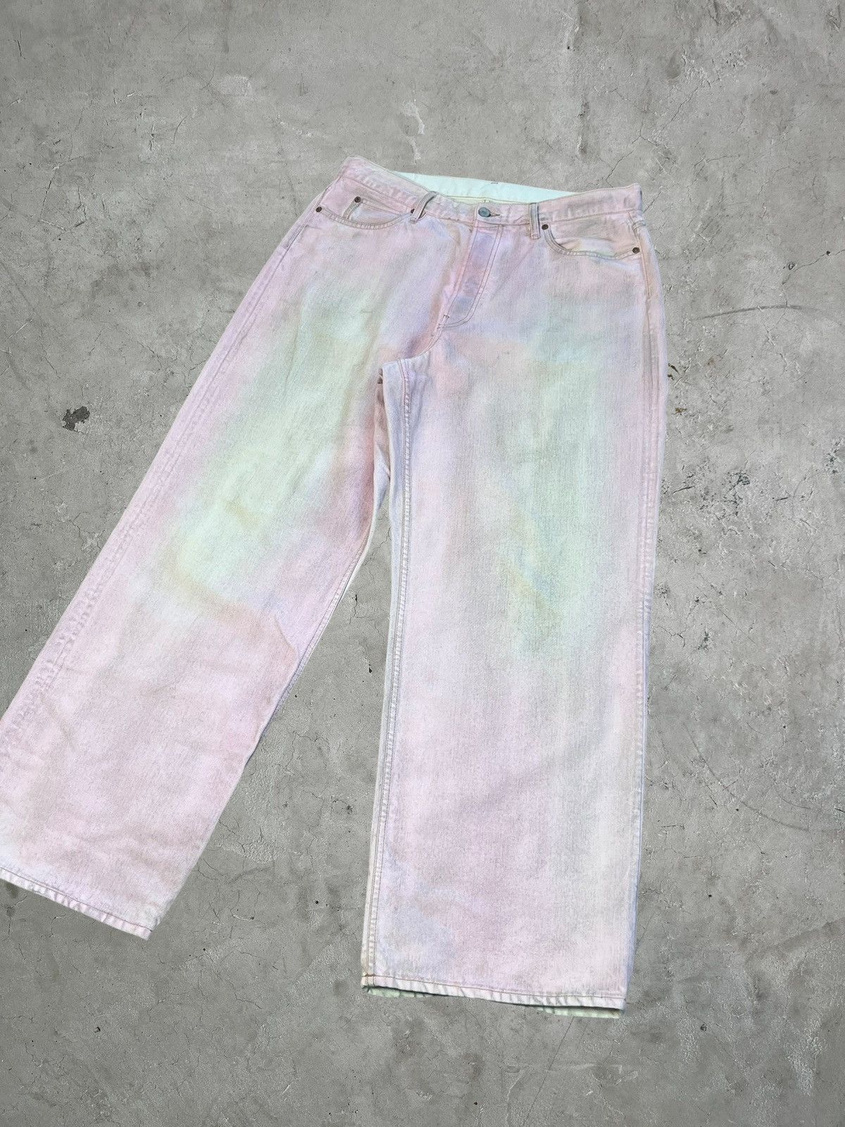 Acne Studios Acne Studios Pink Waxed Baggy Denims Size US 34 / EU 50 - 4 Thumbnail