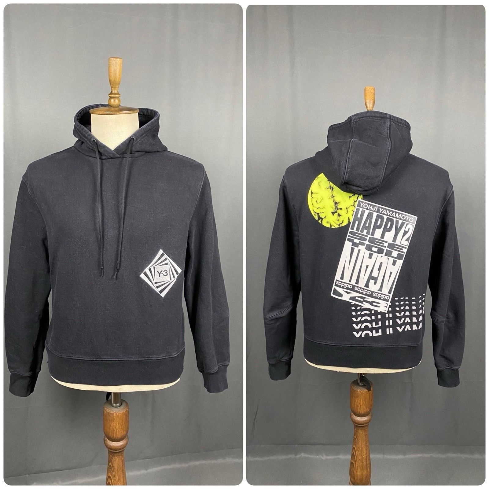 Y-3 Y-3 yohji yamamoto x Adidas Men's Black Oversized Hoodie Swe Size US L / EU 52-54 / 3 - 1 Thumbnail