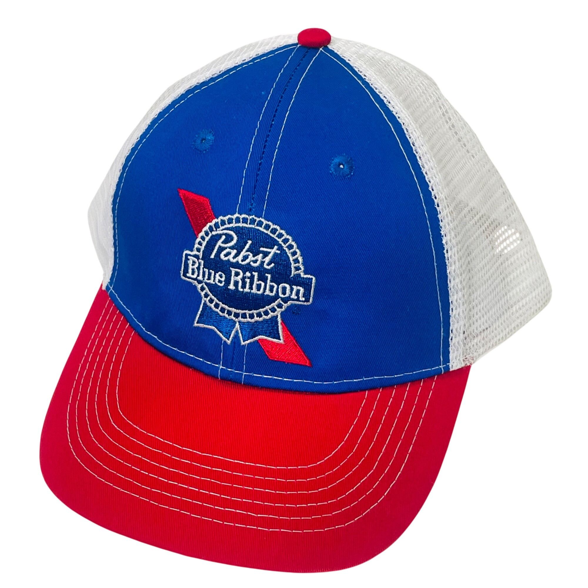 Pabst Blue Ribbon Pabst Blue Ribbon Mesh Trucker Hat Red White & Blue Adjustab Size ONE SIZE - 1 Thumbnail