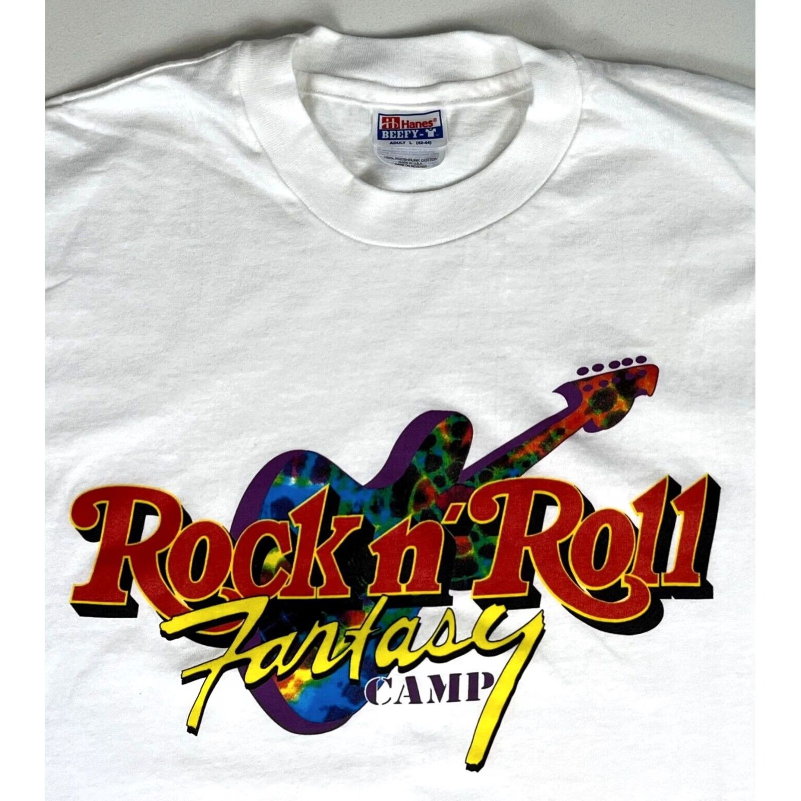 Hanes VINTAGE Hanes Rock T-Shirt Unisex Adults L White Rock Fantasy Camp 90s Size US L / EU 52-54 / 3 - 3 Thumbnail