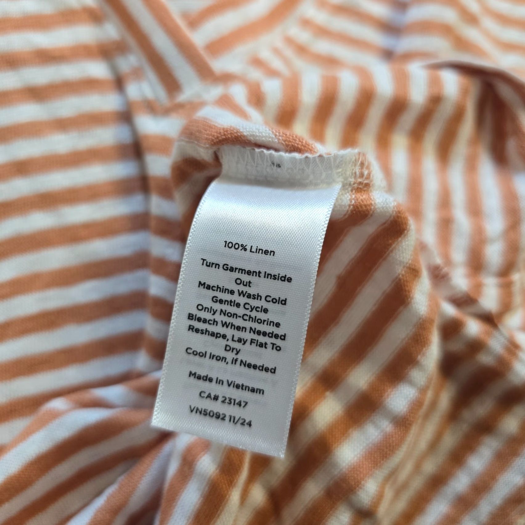 Vintage **Haven Orange White Striped Linen Women's XS T-Shirt** User: **Haven Women's XS Orange White Striped Linen T-Shirt** Size XS / US 0-2 / IT 36-38 - 7 Thumbnail