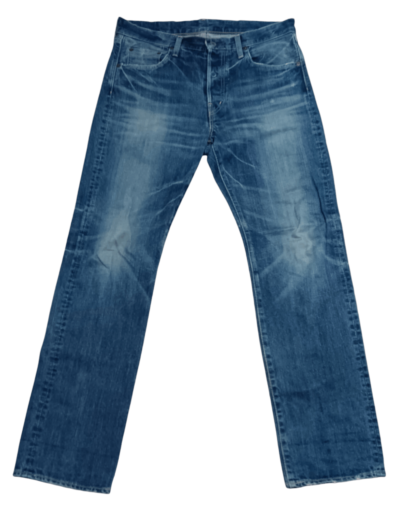 Japanese Brand × Spellbound OKA BY SPELLBOUND BUTTON-FLY SEASONED DISTRESS DESIGN JEANS Size US 34 / EU 50 - 1 Thumbnail