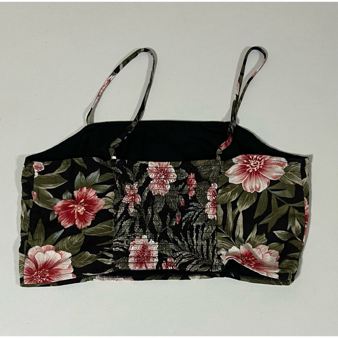 American Eagle Outfitters AE Black Red Tropical Floral Crop Top Shirt Blouse Size S 🌺✨ Size S / US 4 / IT 40 - 4 Thumbnail