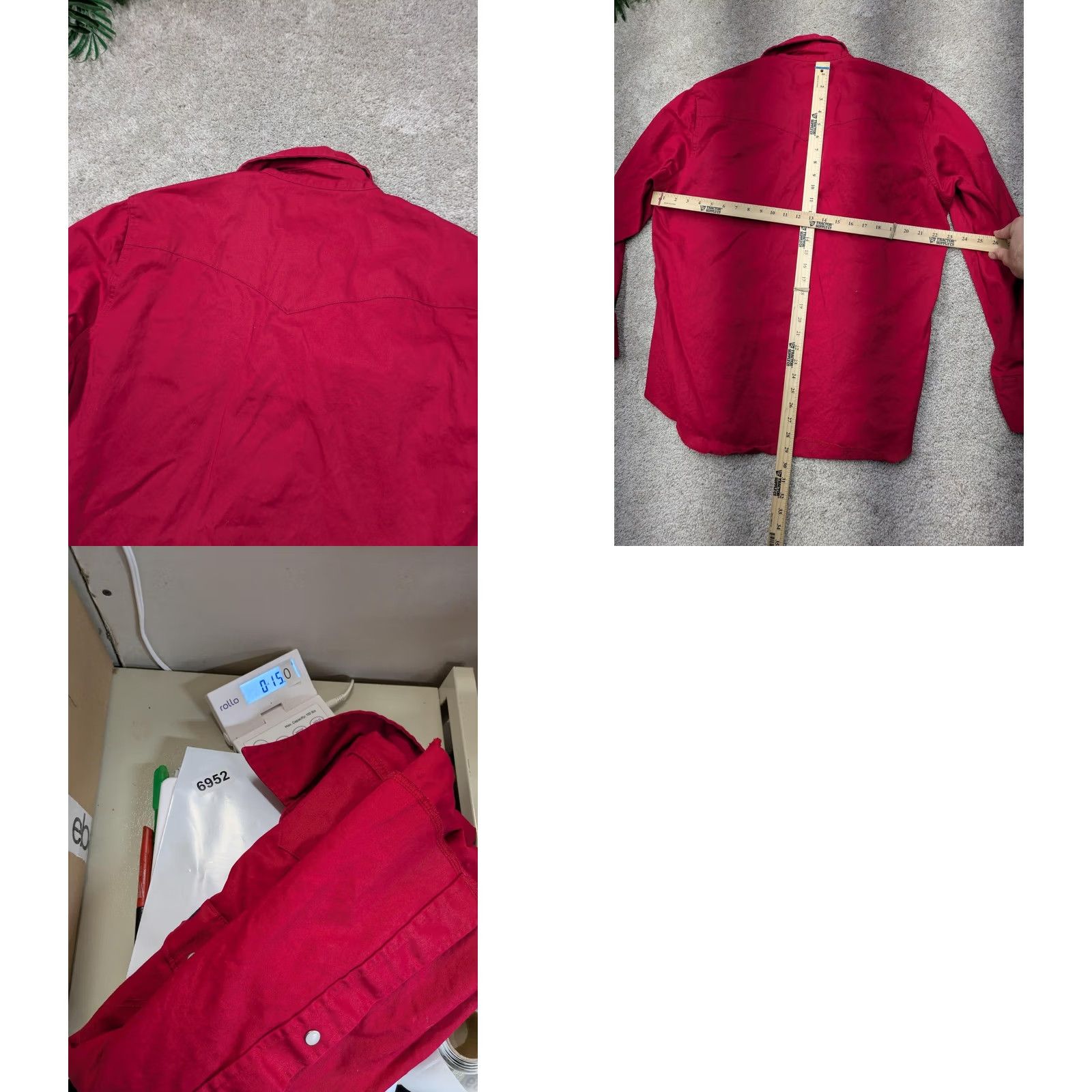 Wrangler Wrangler Shirt Mens Large Red Solid Western Pearl Snap Button Brush Popper Thick Size US L / EU 52-54 / 3 - 8 Thumbnail