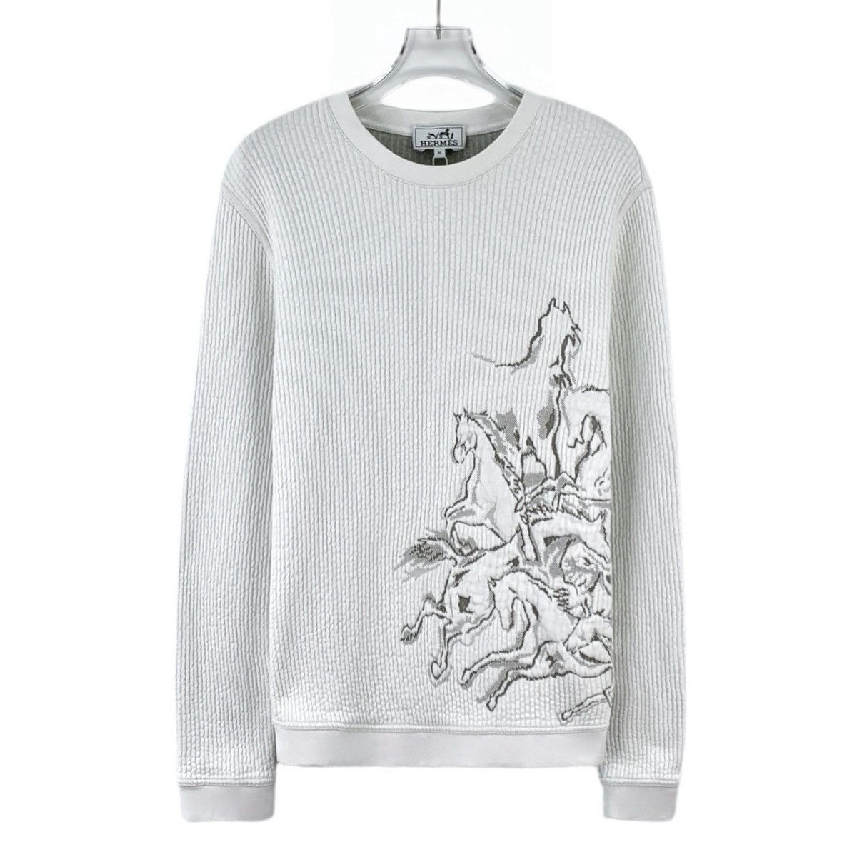Hermes Hermes White Steed Totem Jacquard Crew Neck Sweatshirt K26WX Size M / US 6-8 / IT 42-44 - 1 Thumbnail