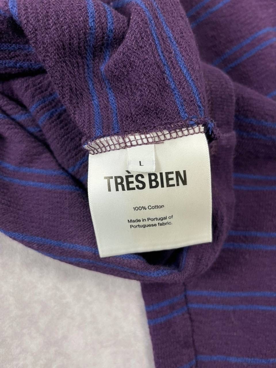Tres Bien [100] Très Bien Half Zip Stripe Sweat Plum & Navy Size L Size US L / EU 52-54 / 3 - 3 Thumbnail