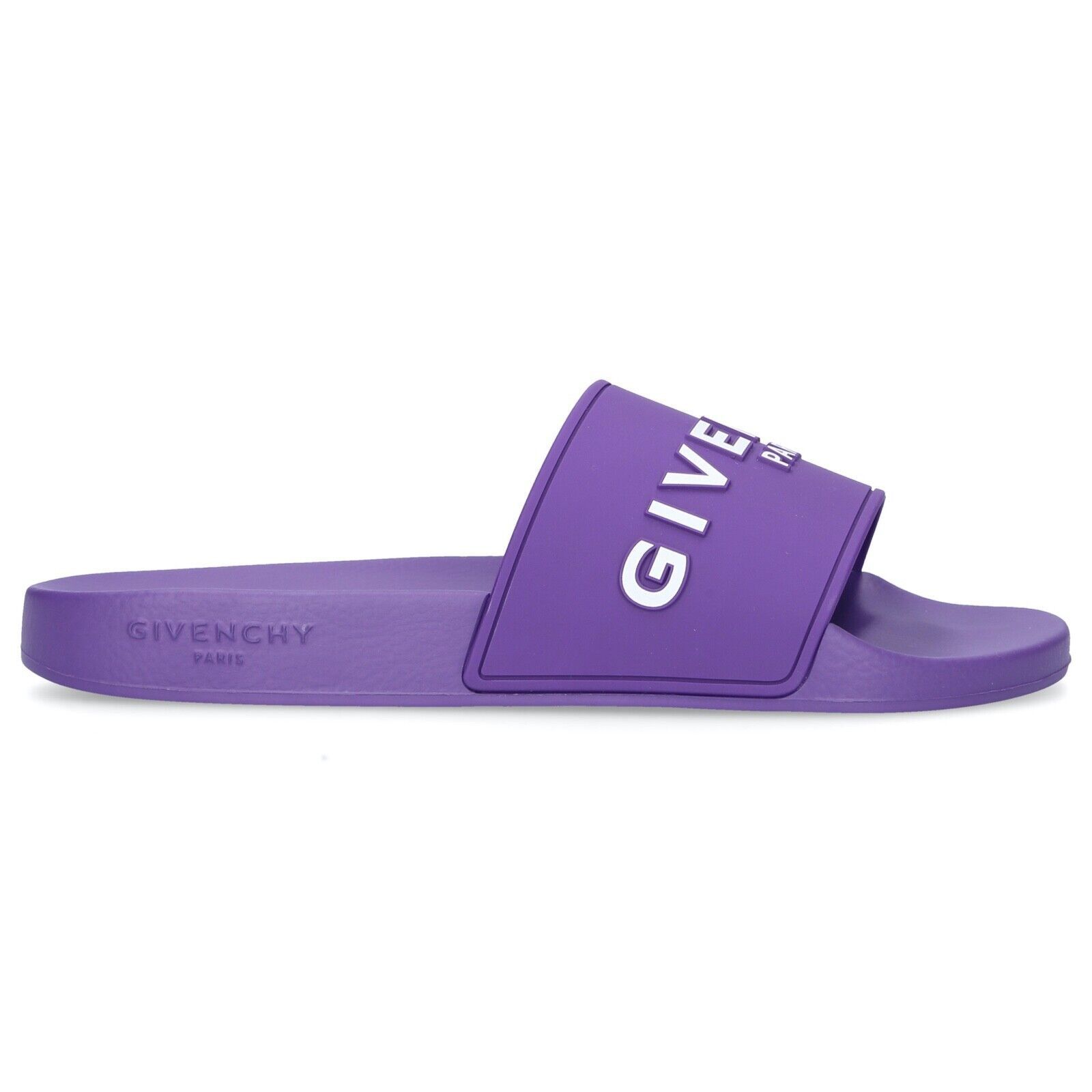 Givenchy Paris Purple Rubber White Logo Slide On Pool Sandal