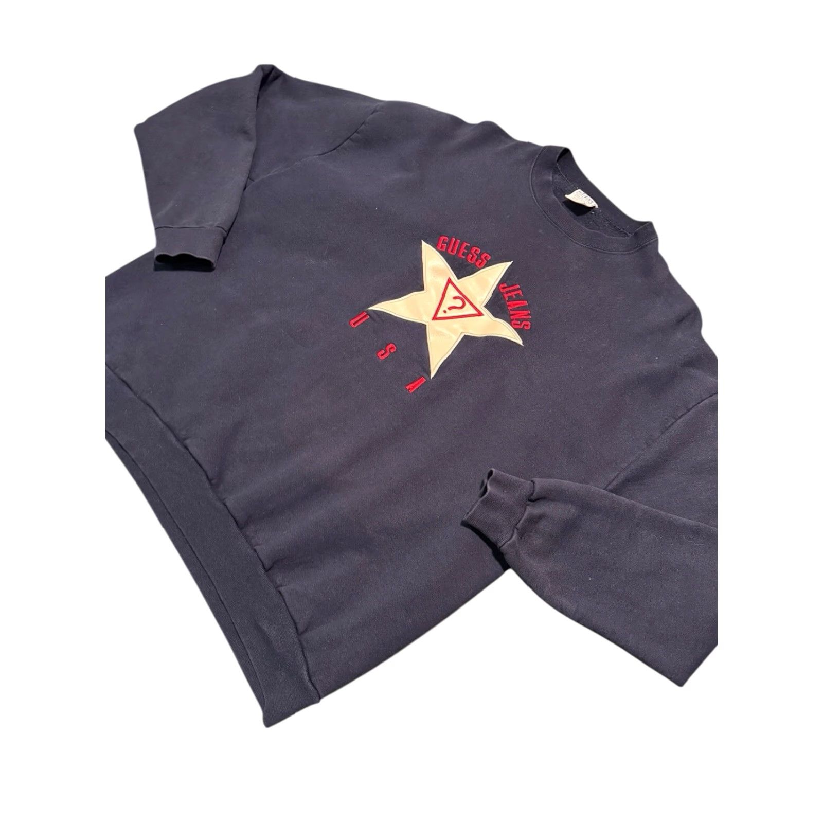 Guess VINTAGE GUESS Sweatshirt Men XL Blue Embroidered Star Spell-Out 90s 100% Cotton Knit Crew Neck Long Sleeve USA Size US XL / EU 56 / 4 - 4 Thumbnail